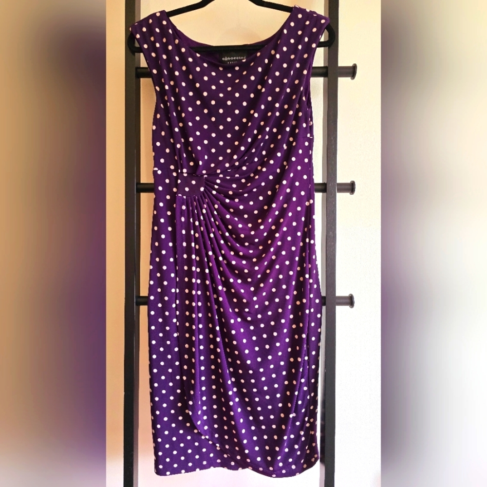 Dress purple cream polkadot faux wrap size 10